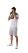 Photo: chinese asian protestor isolated in white chinese asian protestor isolated in white