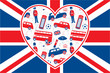 British flag background - Heart shaped seamless vector patten wi