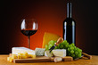 Photo: wine, grapes and cheese wine, grapes and cheese