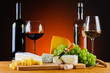 cheese, wine and grapes