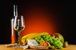 Photo: white wine, cheese and fruits white wine, cheese and fruits