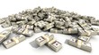 Hundred Dollar Bill Bundles in a Pile