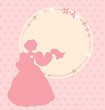 Banner with romantic woman and roun floral frame