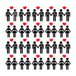 Gay lesbian couple icons vector card