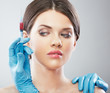 Beauty Woman face surgery close up portrait.