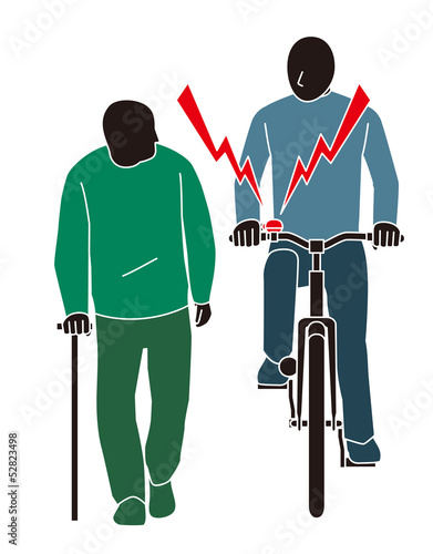 Illustration: 道交法違反 人に対してベルをならす自転車 道交法違反 人に対してベルをならす自転車