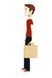 Illustration: 3d render of cartoon character with shopping bag 3d render of cartoon character with shopping bag