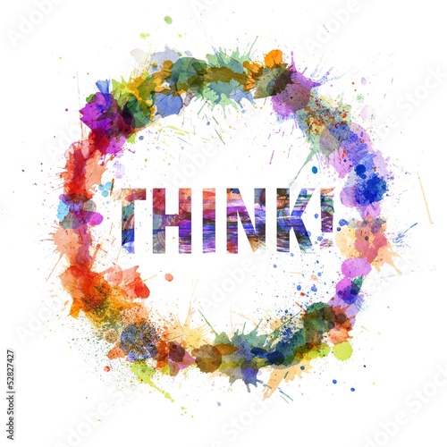 Illustration: Think concept, watercolor splashes as a sign Think concept, watercolor splashes as a sign