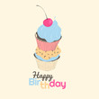 Happy birthday card with cupcake