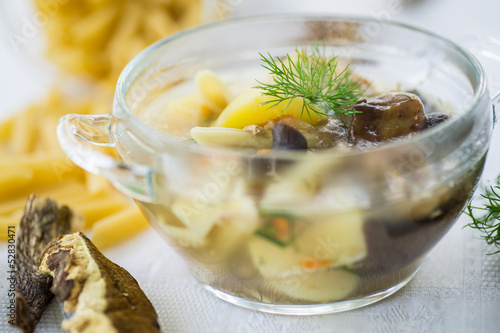 Photo: mushroom soup with noodles mushroom soup with noodles