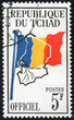 stamp printed by Chad, shows Flag and Map of Chad