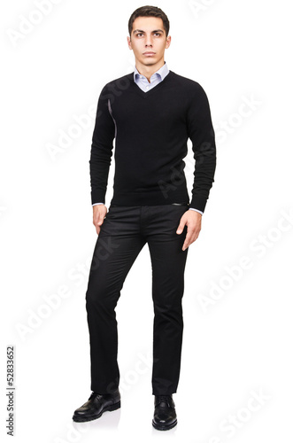 Photo: Man in fashion look isolated on white Man in fashion look isolated on white