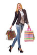 Young woman with bags after shopping
