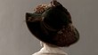 Lady in a stylish hat. View from the back.