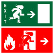 Green emergency exit sign, icon and symbol - fire