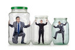 Young businessman in glass jar