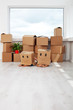 Kids having fun while moving in a new home