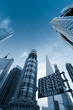 modern buildings with traffic signs
