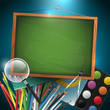 Modern school background with empty blackboard