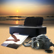 Camera and printer with picture of a couple holding hands
