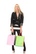 Happy woman holding shopping bags