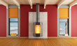 Fireplace in a house in the mountains