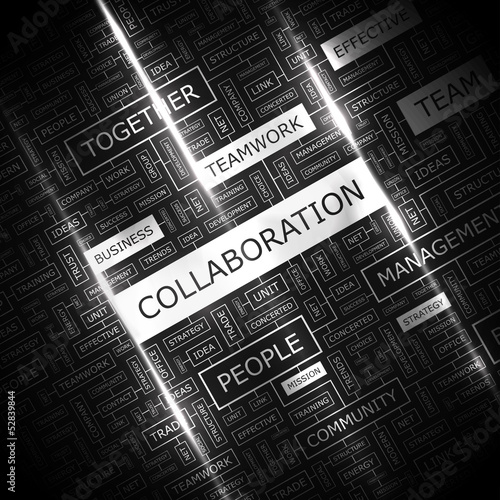 Vector: COLLABORATION. Word cloud concept illustration. COLLABORATION. Word cloud concept illustration.