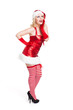 attraktive blonde Weihnachtsfrau