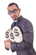 Foto: Man with money sacks on white Man with money sacks on white