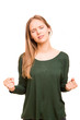 Photo: Angry woman over white background Angry woman over white background