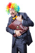 Clown businessman isolated on white