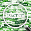 CREATIVITY. Word cloud concept illustration.  