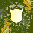 Vintage Vector - grünes Emblem mit Wappen und Hirsch