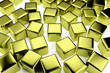 Golden cube in the crowd of scattered cubes