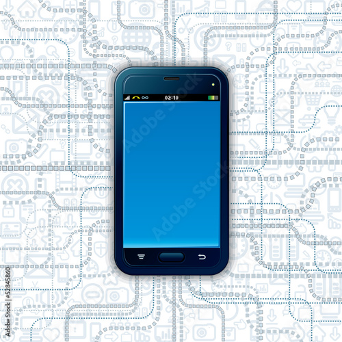 Illustration: Technology Template with Touch Phone Technology Template with Touch Phone