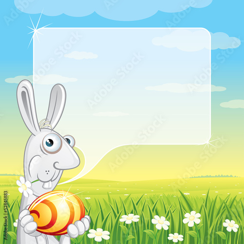 Illustration: Easter Bunny with Speech Balloon for your text Easter Bunny with Speech Balloon for your text