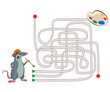 Maze. Illustration of an mouse artist with a palette