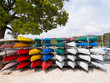 Colorful kayaks for rent