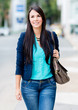 Woman walking outdoors