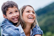 Happy mother and son