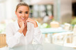 Woman at a cafeteria