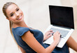 Photo: Business woman working online Business woman working online
