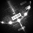 E-SHOP. Word cloud concept illustration.  