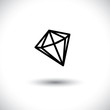 Black and white outline of a diamond stone- vector graphic jewel