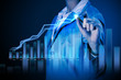 Business woman drowing media graphs