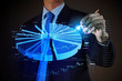Business man drawing graphics