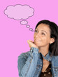 Pensive brunette woman