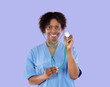 African medical girl with a stethoscope