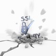 3d graphic of a strong SSL symbol fallen from sky