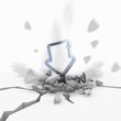 3d render of a shattered compass icon fallen from sky